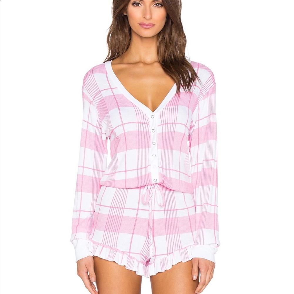 Wildfox Intimates Plaid Romper Pajamas